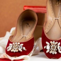 Modish Brooch - Red base Pearl and Rhinestone Embellished Ballet Flats / Red Moj - £93.84 GBP