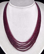 Natural Certified Ruby Beads Round 5 L 230 Ct Gemstone Beaded Wedding Necklace - £1,594.41 GBP