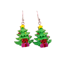 Resin Christmas Tree Dangle Earrings - New - £13.42 GBP