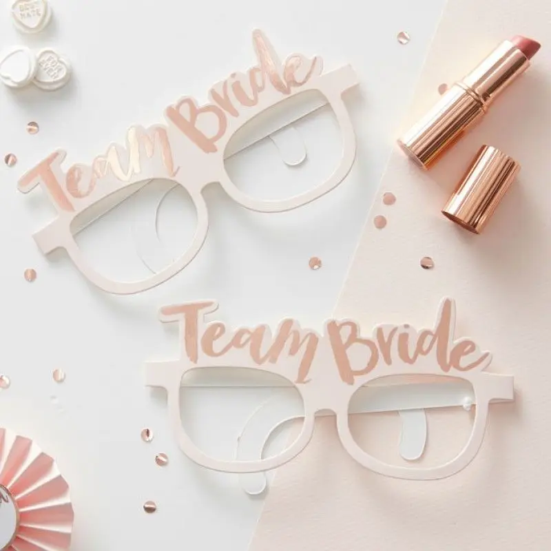 Sporting 10Pcs Bachelorette Party Paper GlAes Rose Gold Team Bride Bride to be H - £23.62 GBP