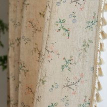 Floral Farmhouse Drapes, 1 Panel, 63&quot; Long Cotton Linen Blend Short Bohe... - $38.95