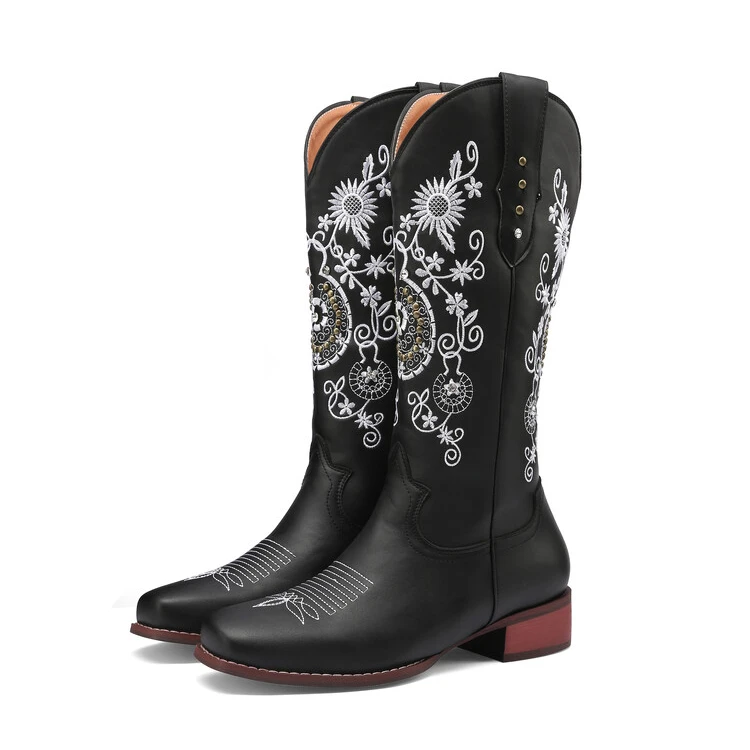 LILYPTUART ZA Mid-boots Women, 2023 Autumn and Winter Fashion New Retro Embroide - £110.97 GBP