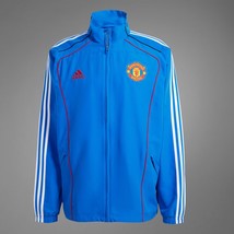 NWT men&#39;s medium Adidas Manchester United Jacket Track Top blue JF0372 MANU - $1,225.92 MXN