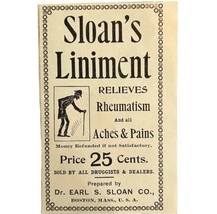 Sloan&#39;s Liniment Quack Medicine 1894 Advertisement Victorian Rheumatism ... - $12.50
