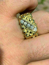 Men&#39;s 0.25 Ct Round Cut Diamond Wedding Nugget Pinky Ring 14K Yellow Gold Over - £132.98 GBP