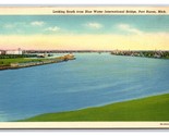 View From International Bridge Port Huron Michigan MI UNP Linen Postcard... - $3.97