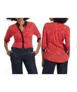 Anthropologie Maeve Red Polka Dot Button Up Shirt Size 2 - £20.11 GBP