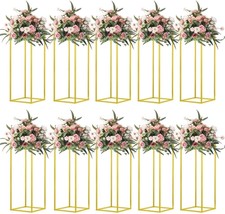 23.6Inch 10 Pcs Column Vases Gold Centerpieces for Table Metal Flower St... - $84.55