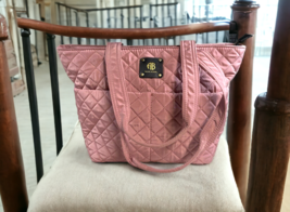 Alexis Bendel Pink Mauve Quilted Purse Tote Shoulder Bag Large Makeup  1... - $37.39
