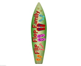 Flip Flop Family Metal Novelty Surfboard Sign 17" x 4.5" Wall Decor - $11.95