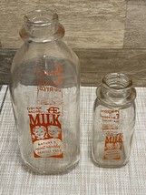 Anderson Erickson Dairy Co Des Moines Iowa Quart &amp; 1/2 Pint Milk Bottles Vintage - £22.95 GBP