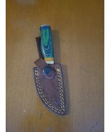 6&quot; Damascus Steel Hunting Skinning Knife Wooden Handle With Leather Sheath - $463.98 MXN