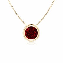 ANGARA Bezel-Set Round Ruby Pendant in 14K Gold | 18&quot; Chain (Grade-AAAA Size-5) - £1,639.16 GBP