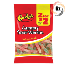 6x Bags Gurley&#39;s Gummy Sour Worms Assorted Flavor Candy | 2.75oz | Fast Shipping - £14.62 GBP