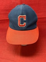 Cleveland Indians C Logo VTG 80s Trucker Mesh Snapback Hat Broken Snap Bill MLB - £19.50 GBP