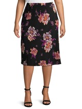 Terra &amp; Sky Women&#39;s Plus Midi Length Slip Skirt Size 2X (20-22W) Black F... - $21.28