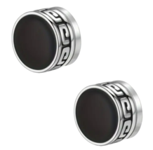 1 Pair .3 Inch - Round Black Titanium Steel Magnetic Non-Piercing Stud Earrings - £8.83 GBP