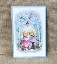 Ephemera Quality Crest Christmas Card Angel Carolers Woodland Critters W... - $5.94