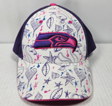 Seattle Seahawks YOUTH Hat Cap Pink Purple &#39;47 Brand Heart Star Football Doodle - £7.95 GBP
