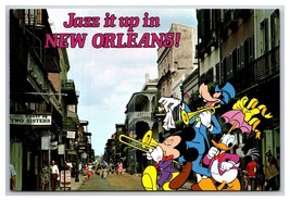 Jazz It Up Mickey Donald Goofy New Orleans LA UNP Continental Postcard O21 - £3.05 GBP