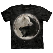 Yin Yang Symbol Wolf Unisex Adult T-Shirt Blue by The Mountain 100% Cotton - $491.55 MXN+