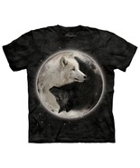 Yin Yang Symbol Wolf Unisex Adult T-Shirt Blue by The Mountain 100% Cotton - $491.55 MXN+