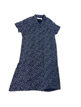 Chaus Woman Size 22 Dress Navy Blue Floral Short Sleeve Lined Button Fro... - $39.60
