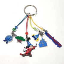 Disney Charm Keychain Walt Disney World Key Ring Wizard Mickey Castle Go... - $19.24