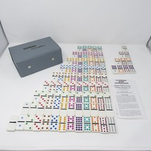 Vintage Cardinal Domino 91 Double Twelve Jumbo Color Dot Dominoes Vinyl ... - $27.71