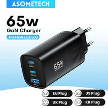Etch 5v car charger asometech 65w 3 port gan usb type c fast charging socket power 754 thumb200