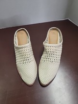 Time &amp; True Ivory (Off-White) Woven Mule Shoes; Open Back; Stacked Heel Size 8 - £9.71 GBP