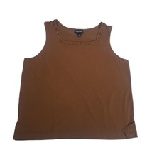 Maggie Barnes Womens Tank Top Brown Beaded Square Neck Stretch Plus Sz 1X 18/20 - £13.66 GBP