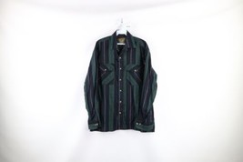 Vintage 90s Streetwear Mens Medium Striped Color Block Collared Button Shirt - £31.61 GBP