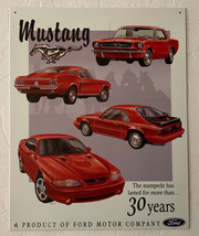 Vintage 1998 Mustang Metal &quot;The stampede has lasted for more than 30 years&quot; sign - £15.14 GBP