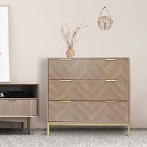 Anmytek Modern 3 Drawer Chest Dresser, Mid Century Natural Oak Organizer Bedroom - £181.71 GBP
