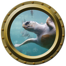 Smiling Sea Turtle - Porthole Wall Decal - £11.24 GBP