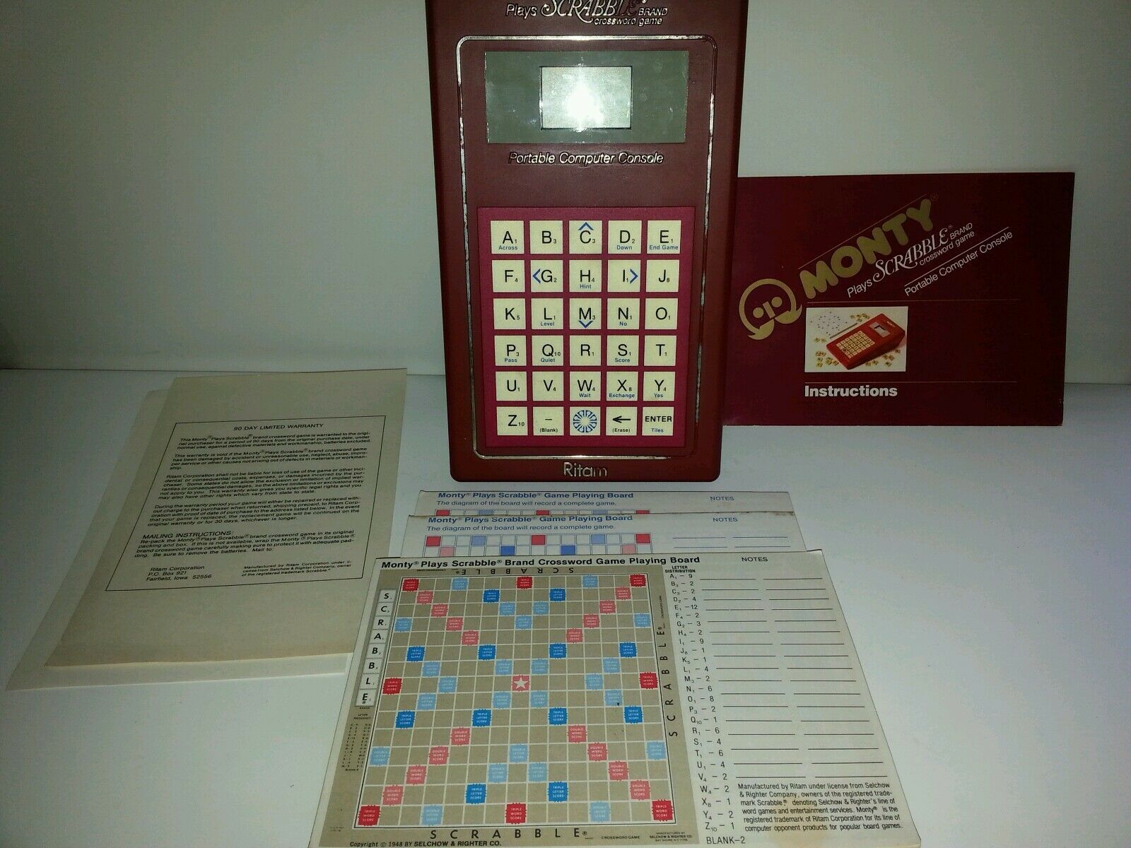 MONTY PLAYS SCRABBLE-PORTABLE COMPUTER CONSOLE-1983-#66-COMPLETE-WORKS - $21.29