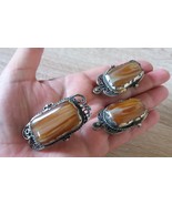 Vintage Armenian Soviet Filigree Agate Jewelry Set, Armenian Earrings, Ring - $240.71 CAD