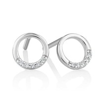 14K White Gold Plated 0.10Ct Round Cut VVS1 Moissanite Open Circle Stud Earrings - £36.75 GBP