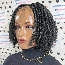Short Curly Box Braid Lace Front Wig Boho Braids Wigs With Curly Synthet... - £147.09 GBP