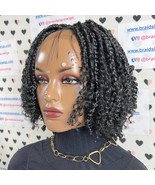 Short Curly Box Braid Lace Front Wig Boho Braids Wigs With Curly Synthet... - £147.74 GBP