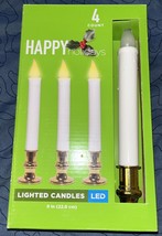 Happy Holidays 4 Count 9” Lighted Candles LED Christmas Decor Battery Operated - £11.18 GBP