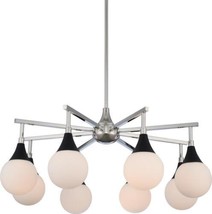 Chandelier KALCO BOGART Mid-Century Modern 8-Light Matte Black Nickel Accents - £1,941.63 GBP