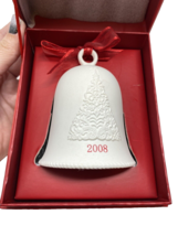 Hallmark Christmas Tree Bell White Porcelain 2008 With Red Gift Box 3&quot; x 4&quot;  - £15.02 GBP
