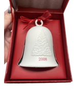 Hallmark Christmas Tree Bell White Porcelain 2008 With Red Gift Box 3&quot; x... - £14.79 GBP