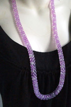 Purple Clear 70s Handmade Box Chain Shimmery Plastic Bead Craft Necklace... - $14.24