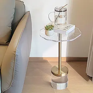 Acrylic End Table, Acrylic Side Table,Clear Round Lotus Flower Side Tabl... - $222.99