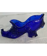 Vintage Mosser Victorian style Rose Cobalt Blue Glass Slipper Shoe, exce... - £14.84 GBP