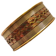 Woven Cuff Bracelet Chunky Copper Brass Bangle Tibetan Vintage Twisted Western - £19.77 GBP