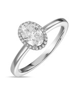 0.60 Ct Oval 14k White Gold Round  Diamond Engagement Ring Lab Grown Dia... - €730,67 EUR